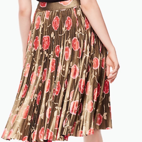 ⭕️ PRICE FIRM Kate Spade Skirt the Rules Pleated Hazy Rose Metallic Skirt Size 2 - Picture 5 of 9